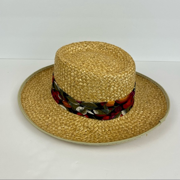 Straw Hat Fruit Fabric Print Made In The USA Size Medium - Picture 10 of 12